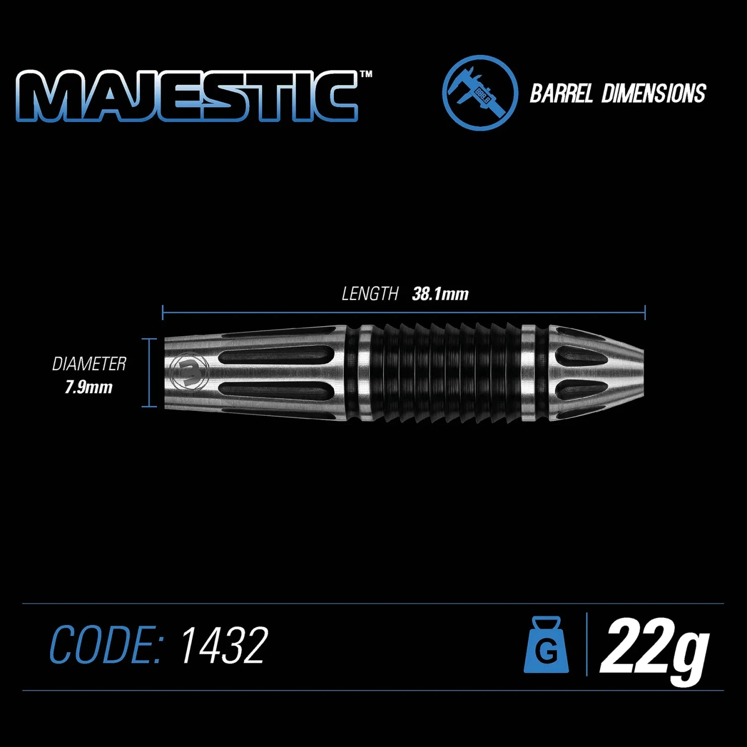 Winmau Winmau Majestic 22g Darts 4 Winmau Winmau Majestic 22g Darts - Image 2