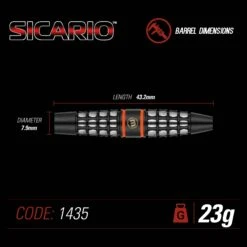 Winmau Winmau Sicario 23g Darts -Winmau 1435 Sicario 23g Dims web