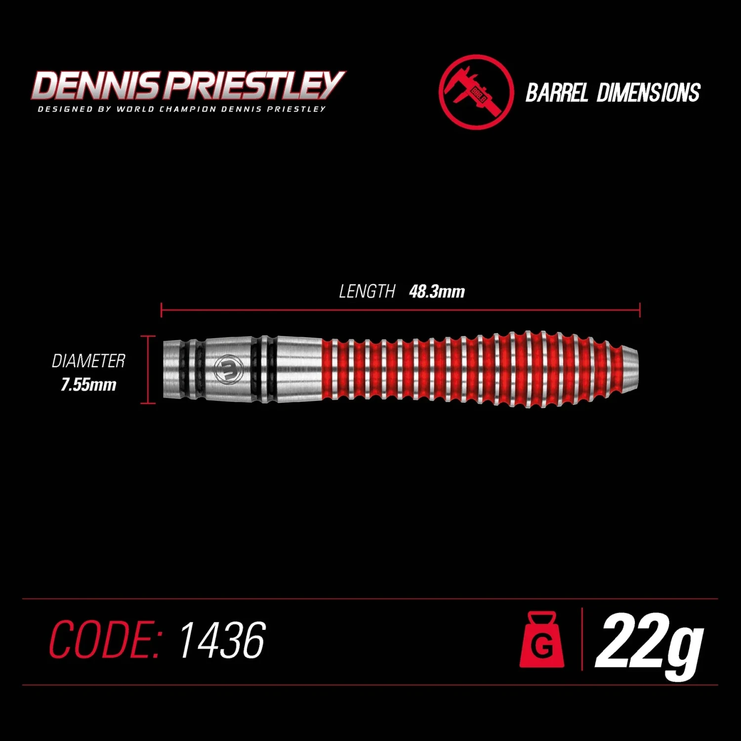 Winmau Winmau Dennis Priestley SE 22g Darts 4 Winmau Winmau Dennis Priestley SE 22g Darts - Image 2