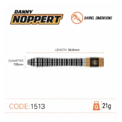 Winmau Winmau Danny Noppert Signature Edition 2.0 90% Tungsten Steel Tip Darts 21g -Winmau 1513DannyNoppert2024STEELTIP21g Image4