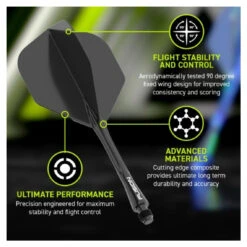 Winmau Winmau Fusion Integrated Flight & Shaft #6 - Black -Winmau WinmauFusion6SpecsBlack